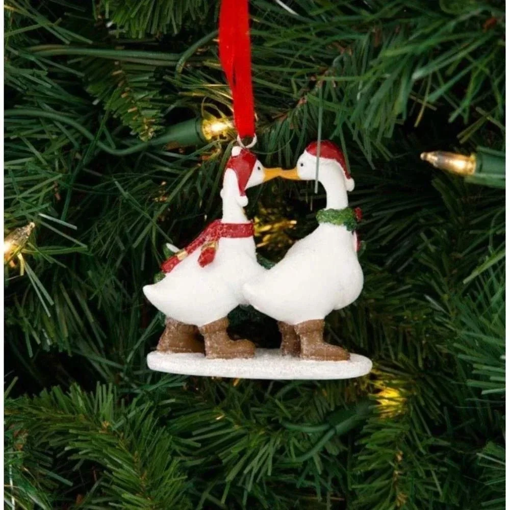 Cracker Barrel White Geese Pulling Christmas Tree Christmas Ornament NEW 2026